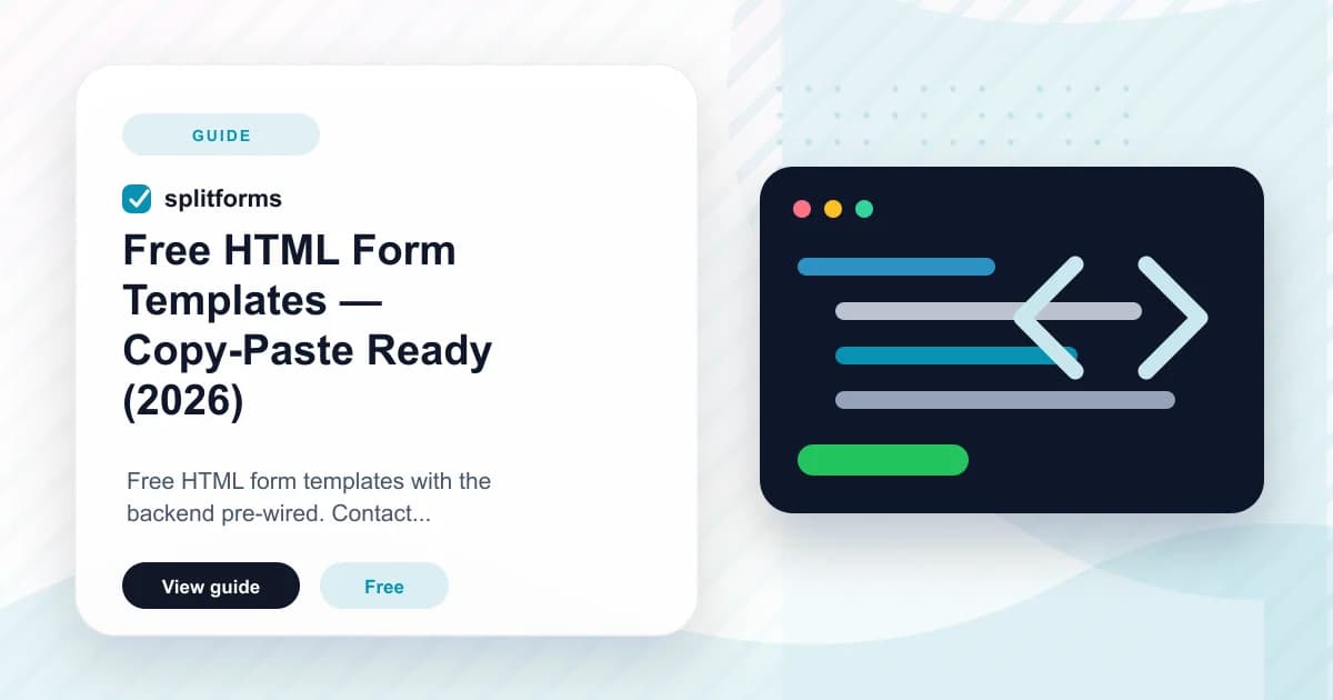 Order form template HTML connected to splitforms
