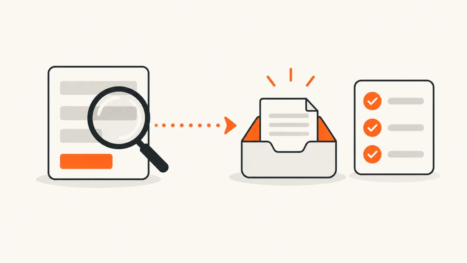 Illustration for our Formspree review: a magnifying glass inspecting a web form, next to a checklist