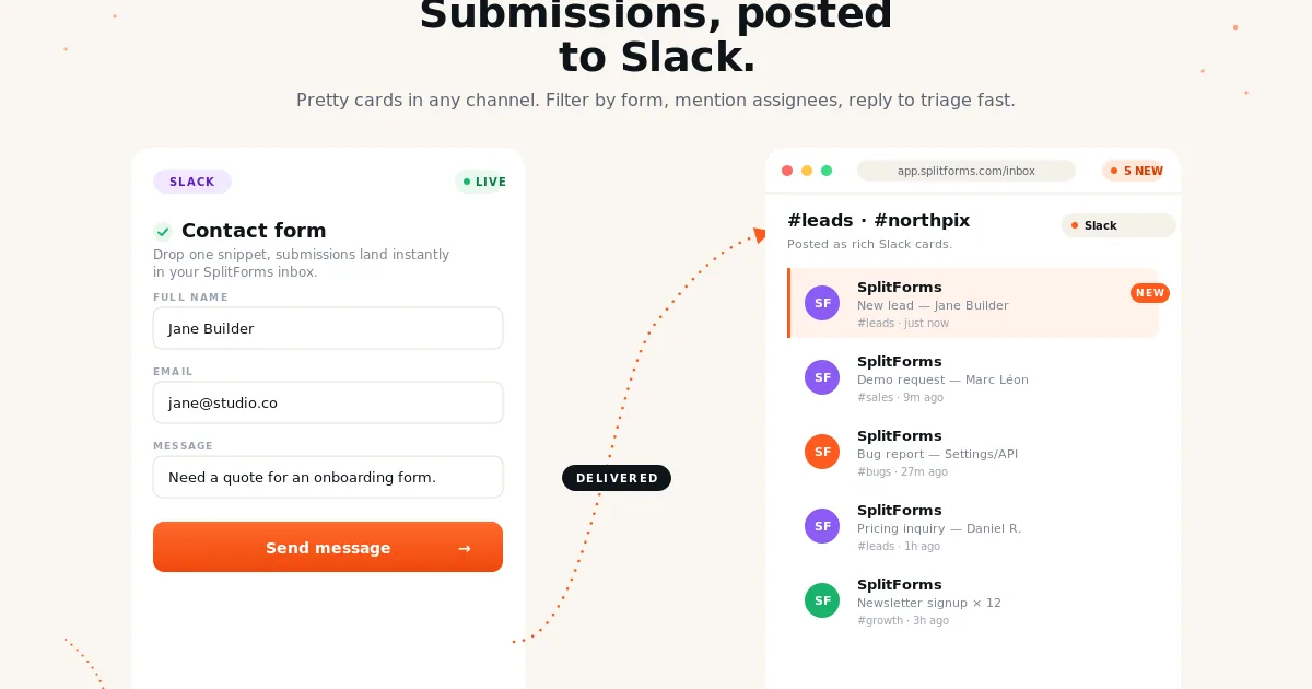 Slack Form Form to Slack — Slack Notification on Form Submit · splitforms