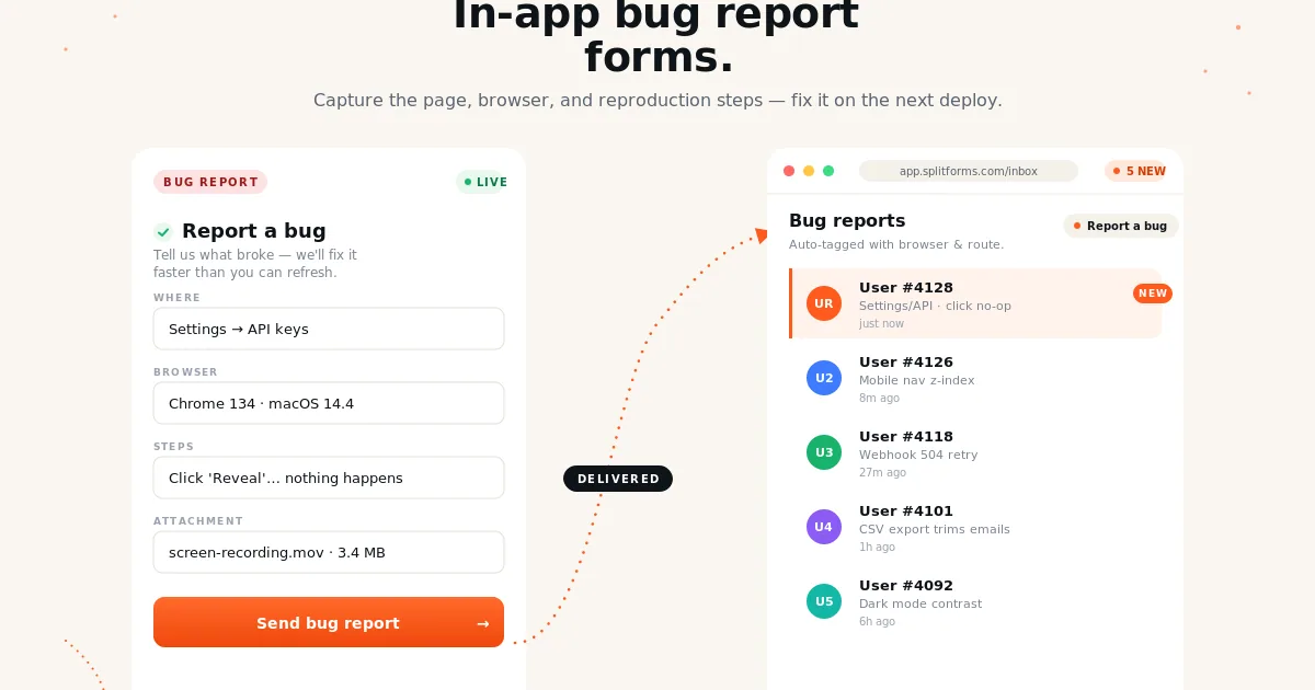 Bug Form Bug Report Form (Issue Submission) — splitforms · splitforms