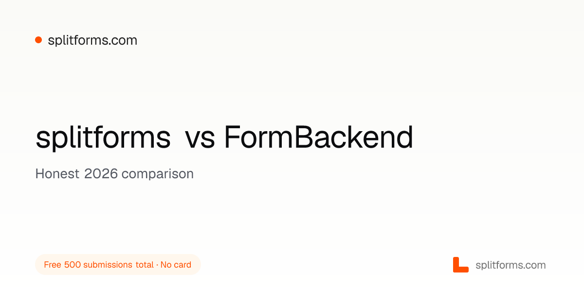 FormBackend Alternative (2026) — splitforms, from $1/mo