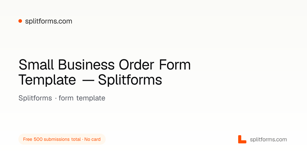 Small Business Order Form Template — splitforms