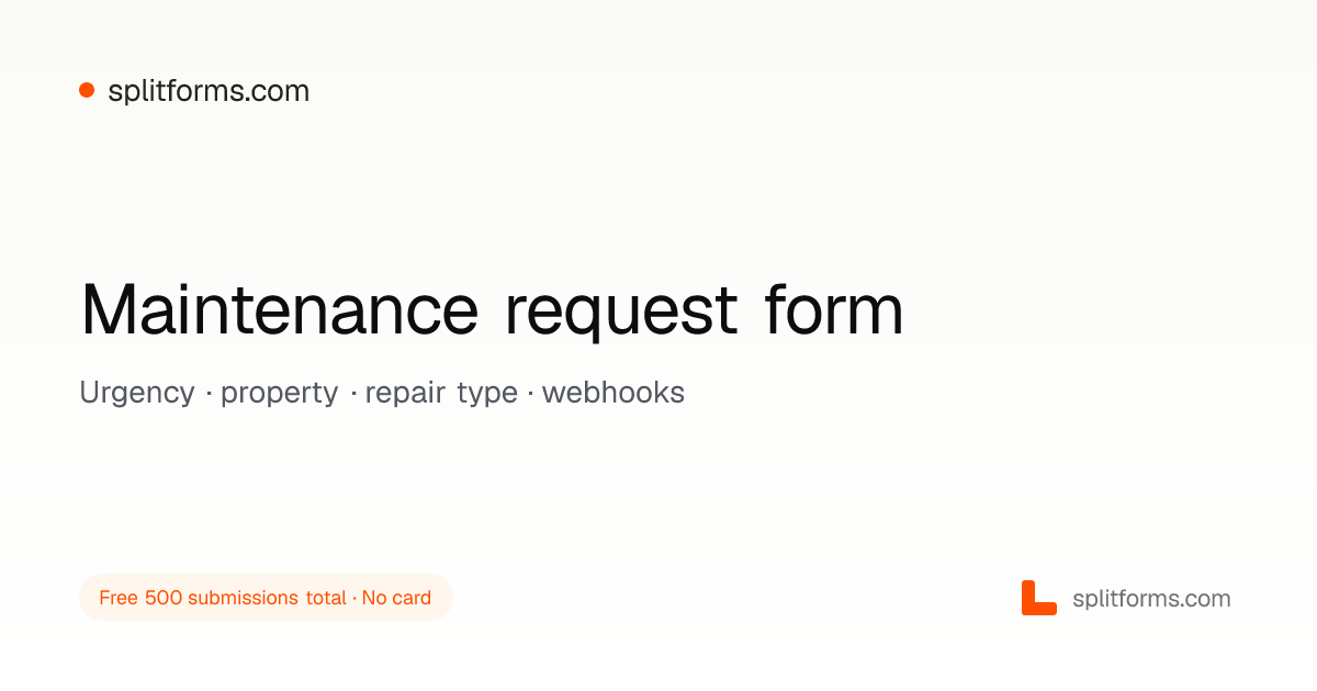Maintenance Request Form Template (Free HTML) | splitforms